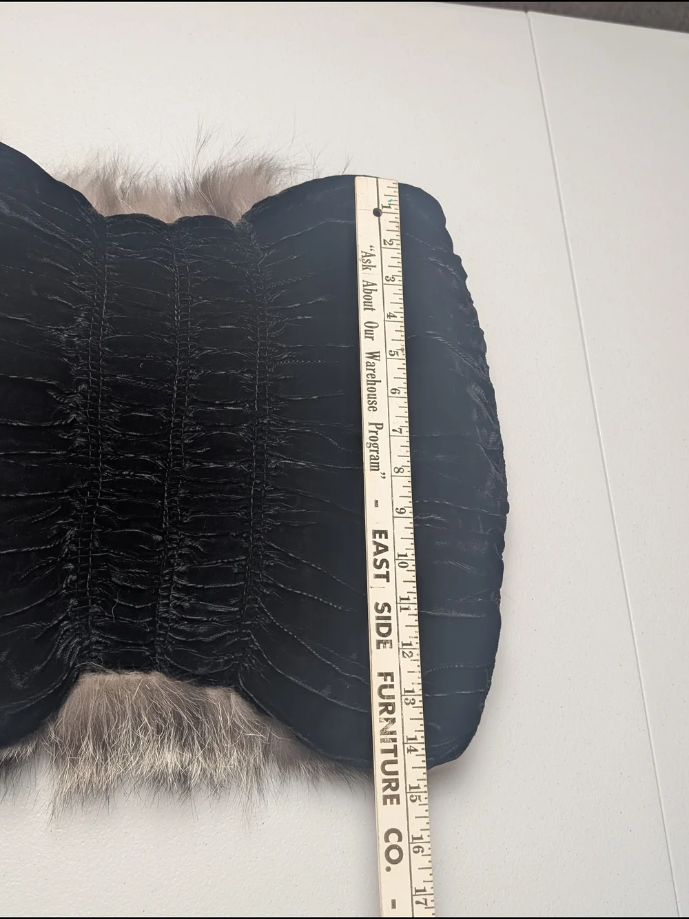 Vintage Black Velvet Fur Hand Muff Purse Wristlet 1940s 1950s Evening Bag